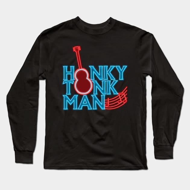 Honky tonk man neon bg Long Sleeve T-Shirt by AJSMarkout